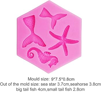 Molde Silicona Cola Sirena Caballito de Mar Estrella de Mar/ Reposteria/Manualidades/Vela/Resina/Jabón/Yeso/Arcilla