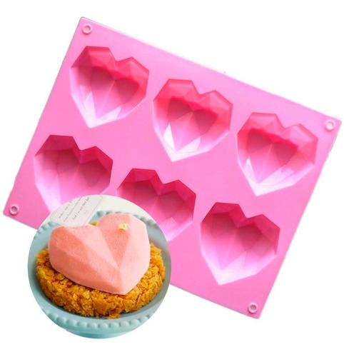 Molde Silicona Corazón Diamante 6 Cavidades/Reposteria/Bomboneria/Chocolateria/Manualidades/Yeso/Jabon/Vela/Resina