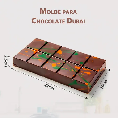 Molde Silicona Chocolate Dubai/Barra de Chocolate/Barra de Cerial