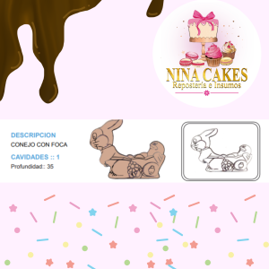 Molde Acetato Pascua Conejo Con Foca