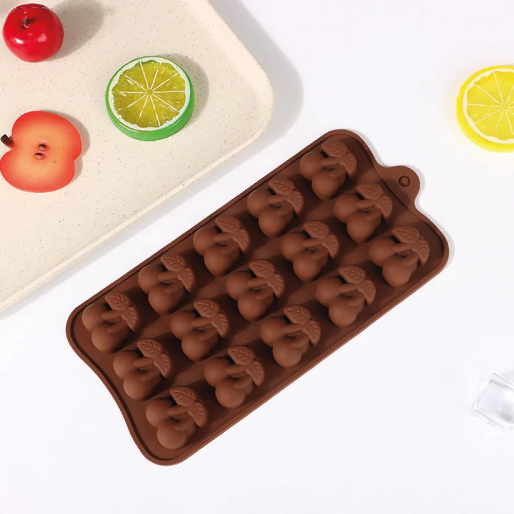 Molde Silicona Cerezas/Fruta/Reposteria/Manualidades/Chocolate/Resina/Vela