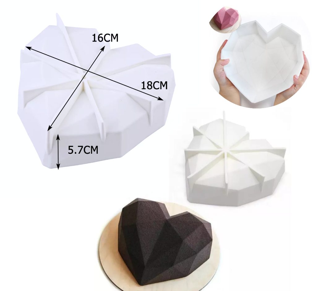 Molde Silicona Corazon Diamante Gigante Talla L/Corazon del Amor/Yeso/Vela/Jabon/Reposteria