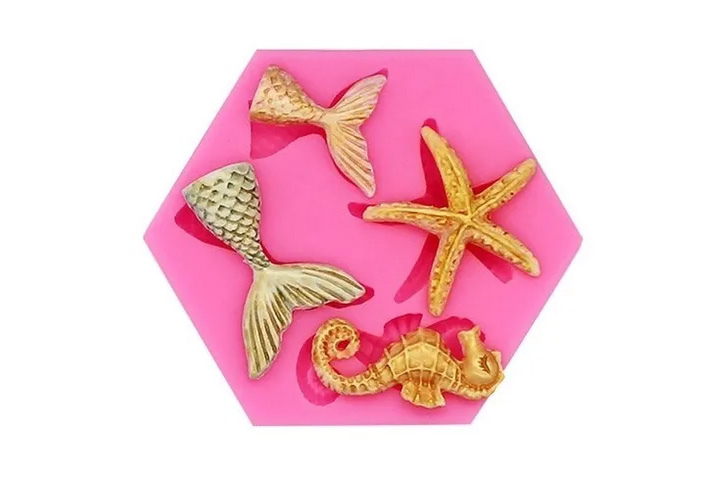 Molde Silicona Marino/Caballito de Mar/Cola de Sirena /Estrella Marina /Mar/Reposteria/Vela/Jabon/Resina/Yeso