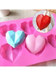 Molde Silicona Corazón Diamante 6 Cavidades/Reposteria/Bomboneria/Chocolateria/Manualidades/Yeso/Jabon/Vela/Resina
