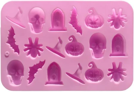 Molde Silicona Halloween Encantado Calavera Tumba Araña Murcielago Calabaza Sombrero- Reposteria- Jabón- Yeso- Resina