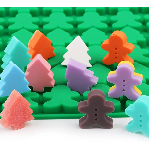 Molde Silicona Pino & Muñeco de Gengibre chocolate- galleta-gomita-resina-vela-jabón