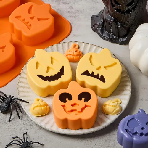 Molde Silicona Halloween Calabazas Emsiones para reposteria, vela, jabon, resina, yeso.